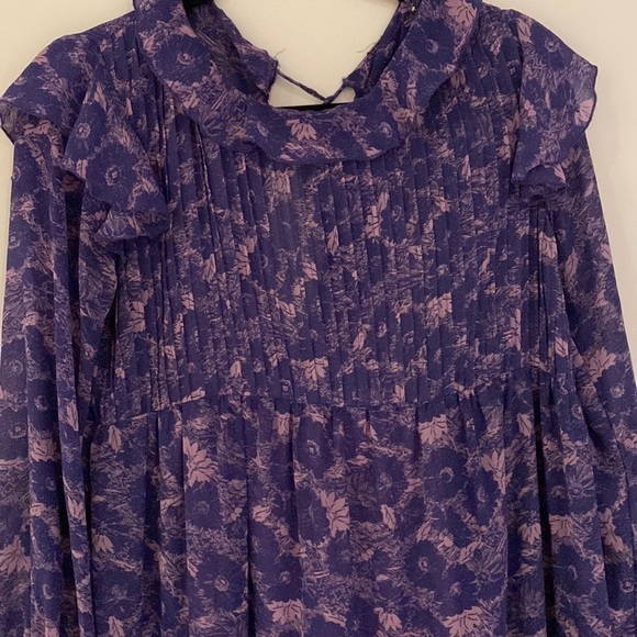 Free People Violet combo These Dreams ruffled dress long sleeves floral size S - Picture 6 of 16